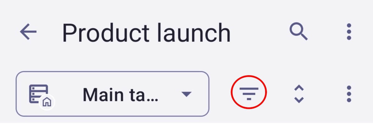sort button on android