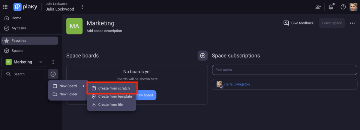 Creating a project board in Plaky