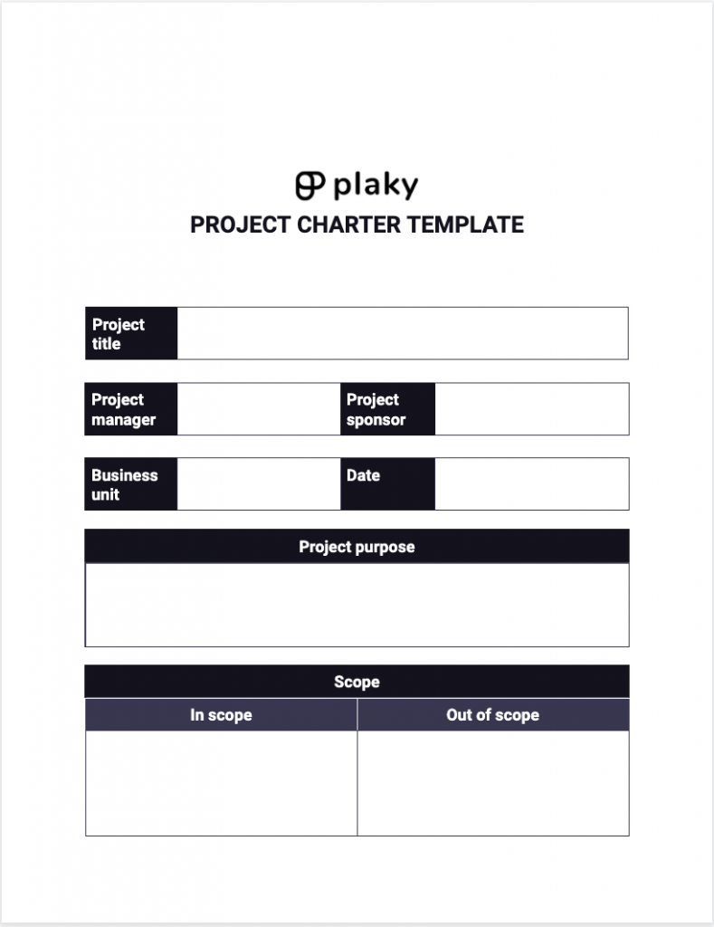 Project Charter Template Black And White 789x1024 