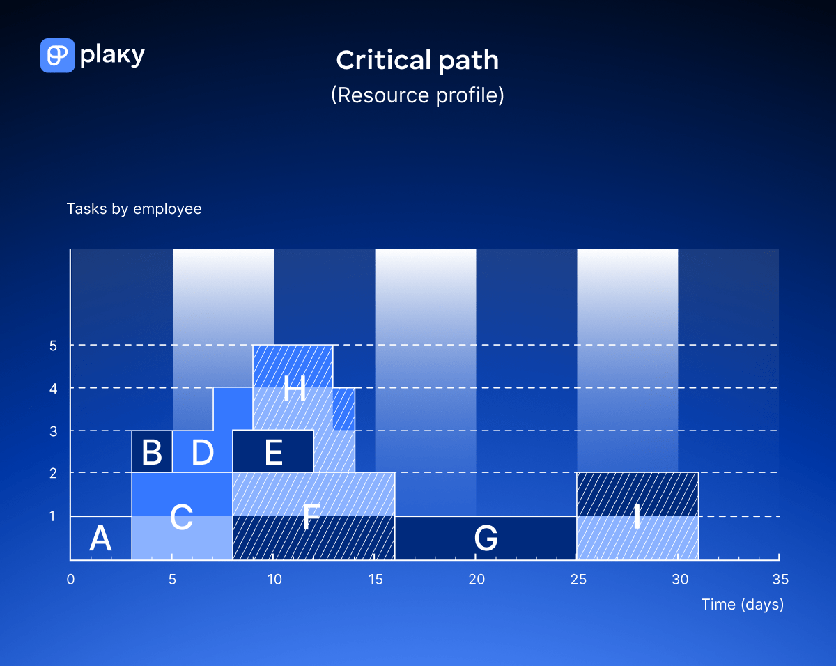 Critical path resource profile with pre-leveled resources