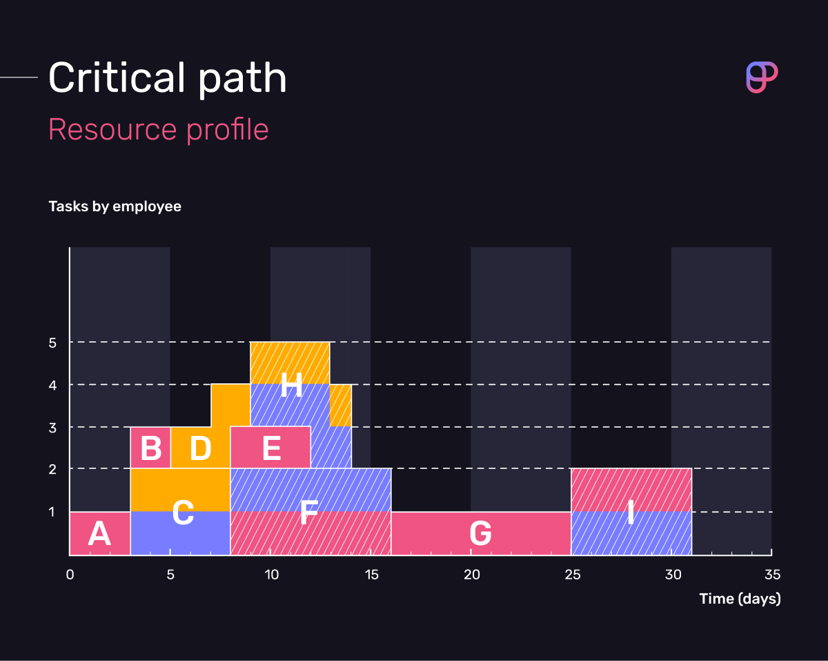 Critical path resource profile with pre-leveled resources