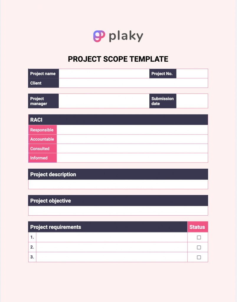 Project scope template