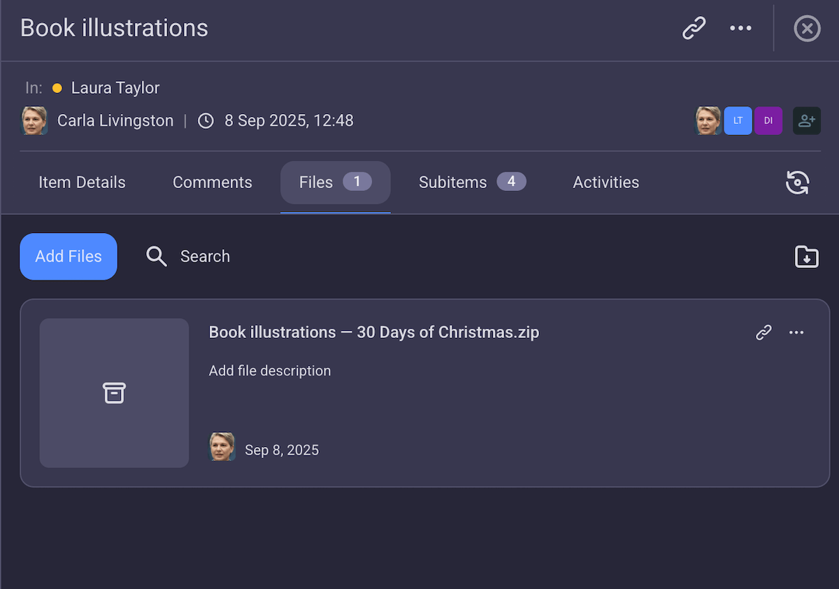 File sharing in Plaky
