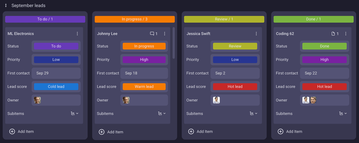 Kanban view in Plaky
