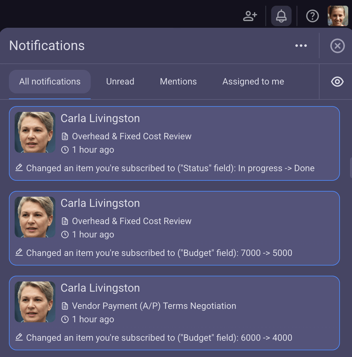 Notifications in Plaky