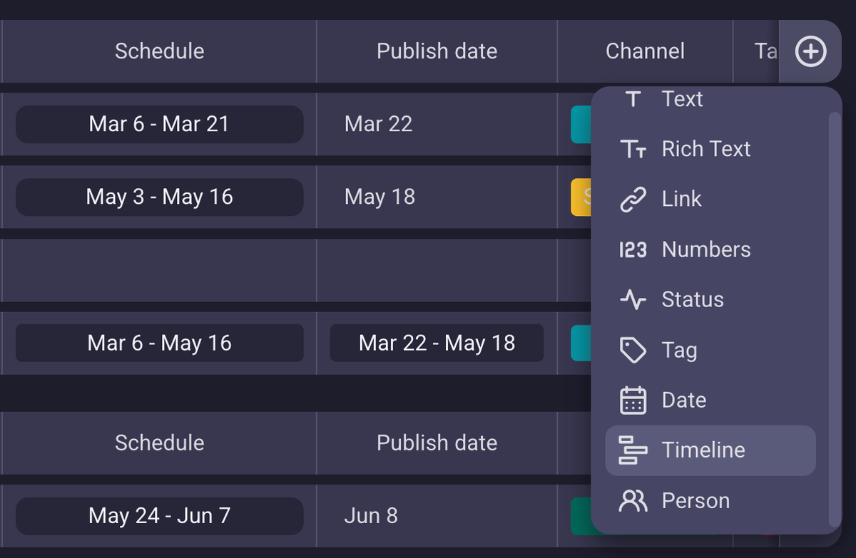 Custom fields in Plaky
