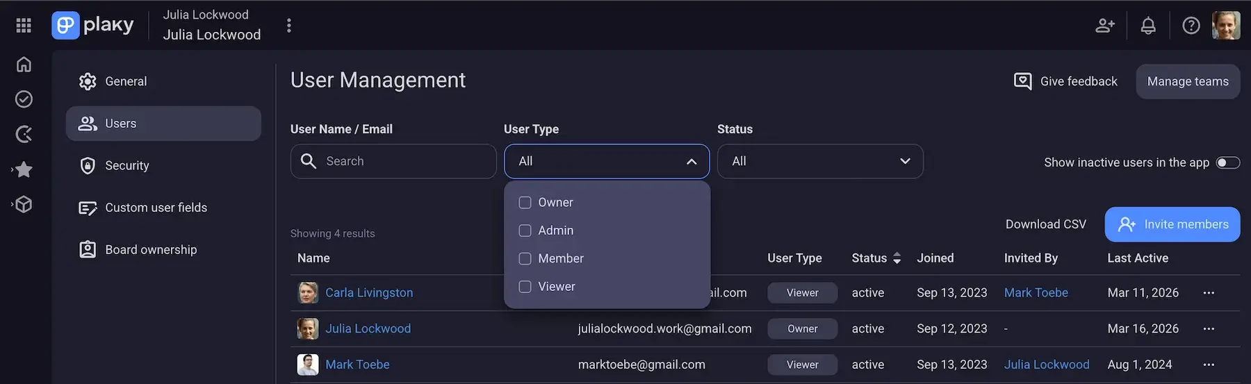 Assigning viewer roles in Plaky to collaborate with external parties