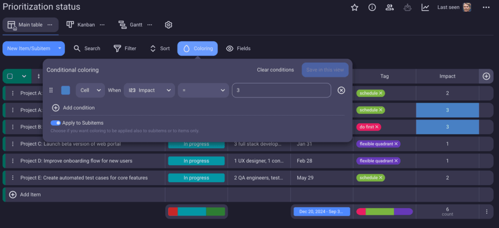 Conditional coloring in Plaky