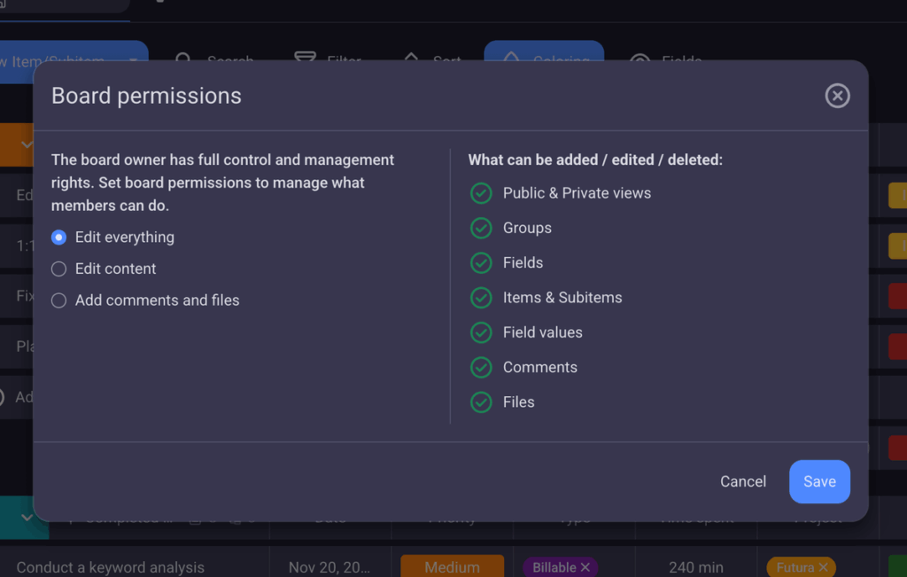 Board permissions in Plaky