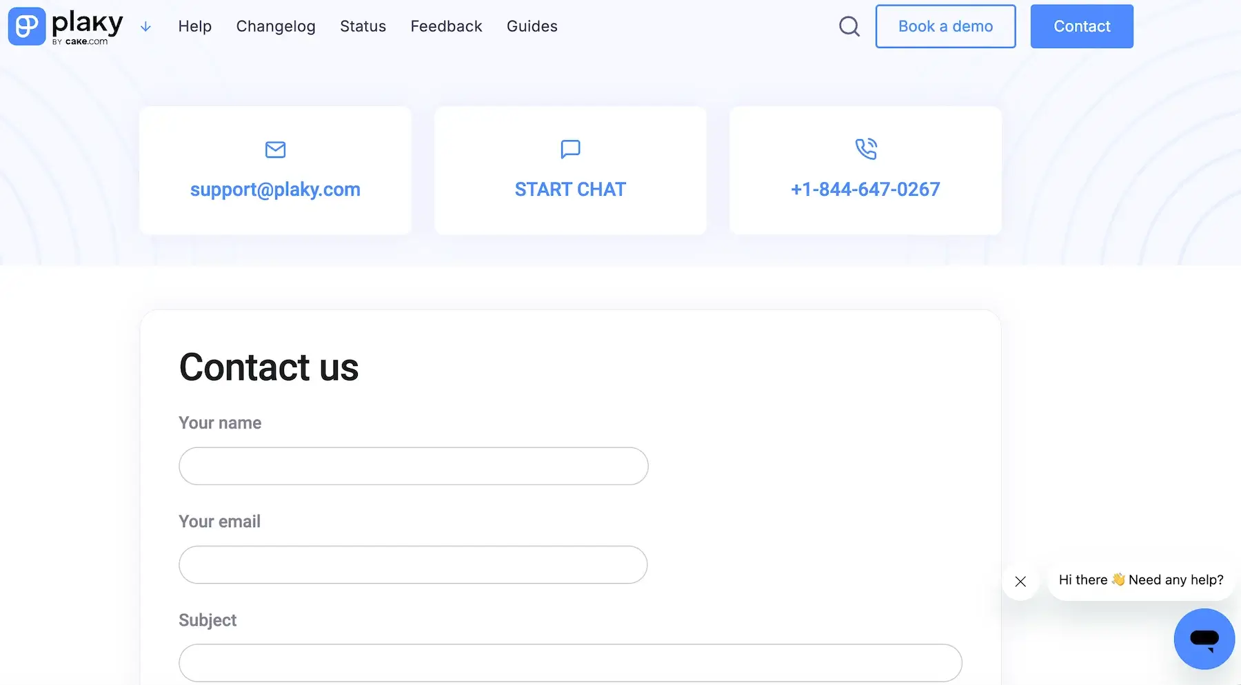 Plaky’s Help page