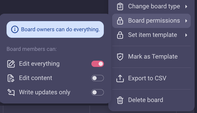 Board permissions