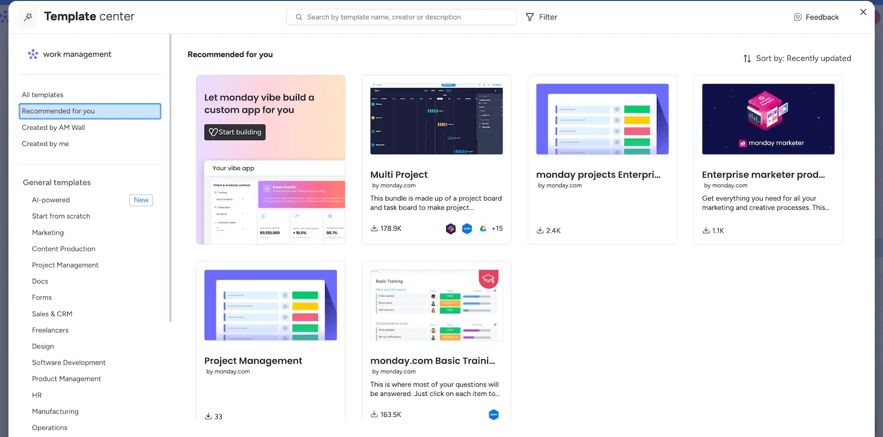 Templates in monday.com