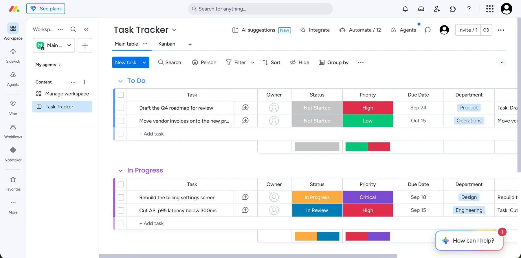 monday.com’s interface