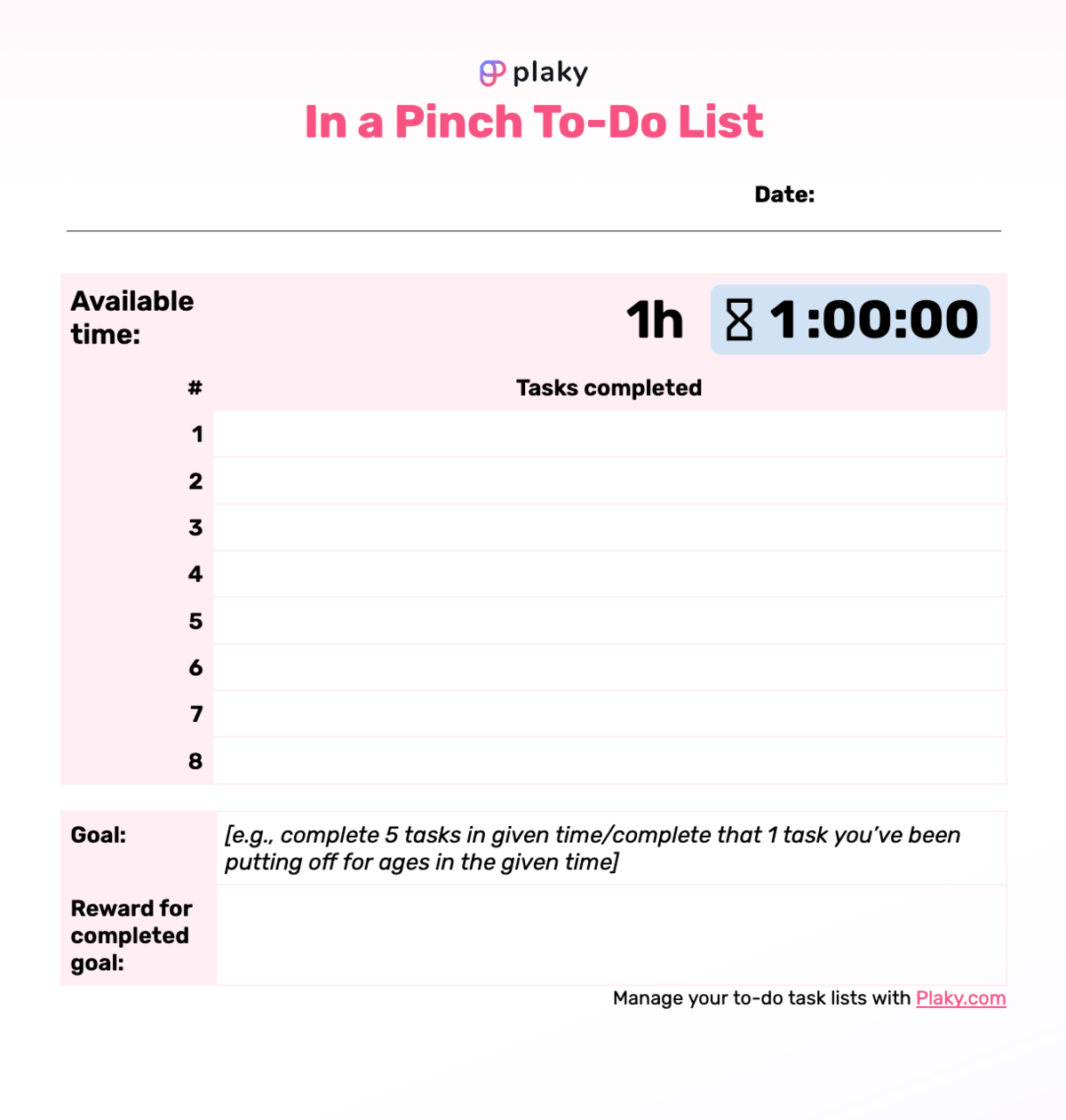 In a pinch to-do list template
