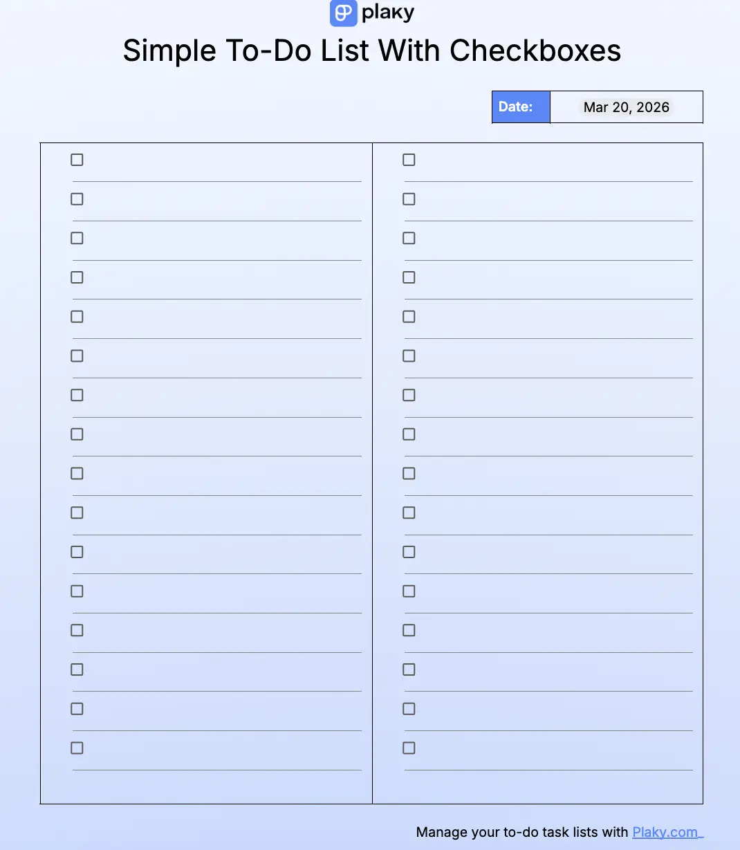 Simple to-do list with checkboxes