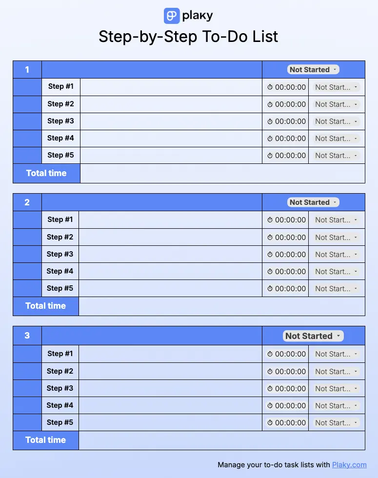 Step-by-step to-do list