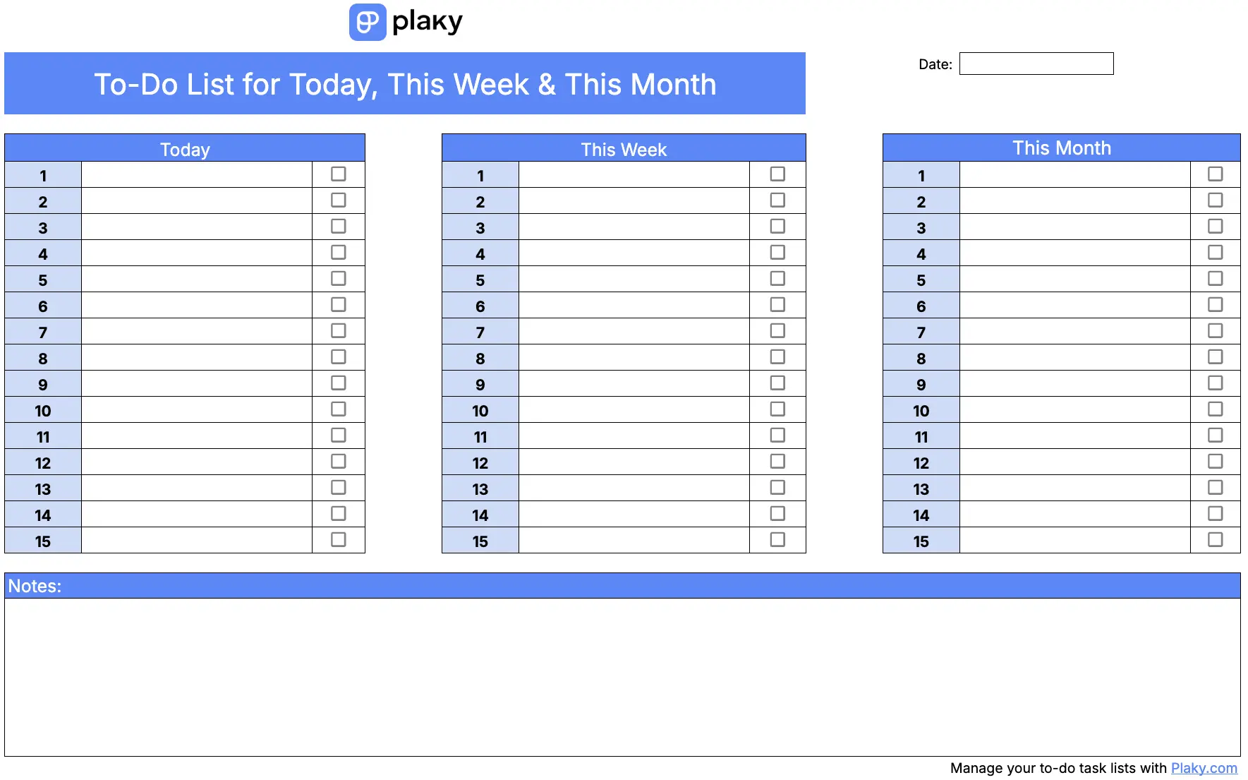 To-do list template for today, this week & this month