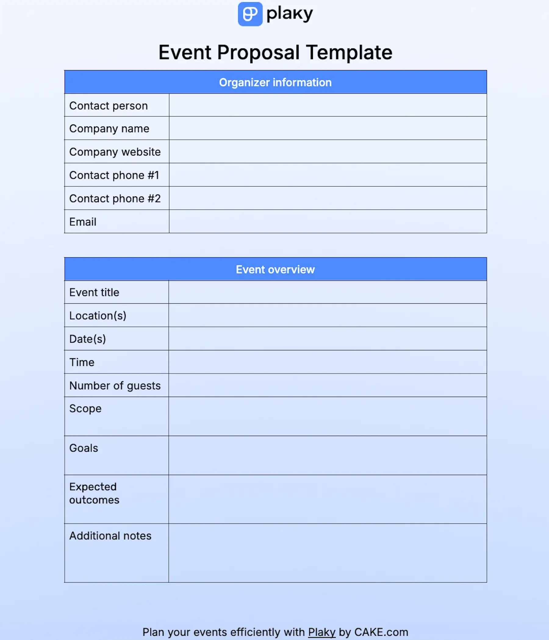 Event proposal template