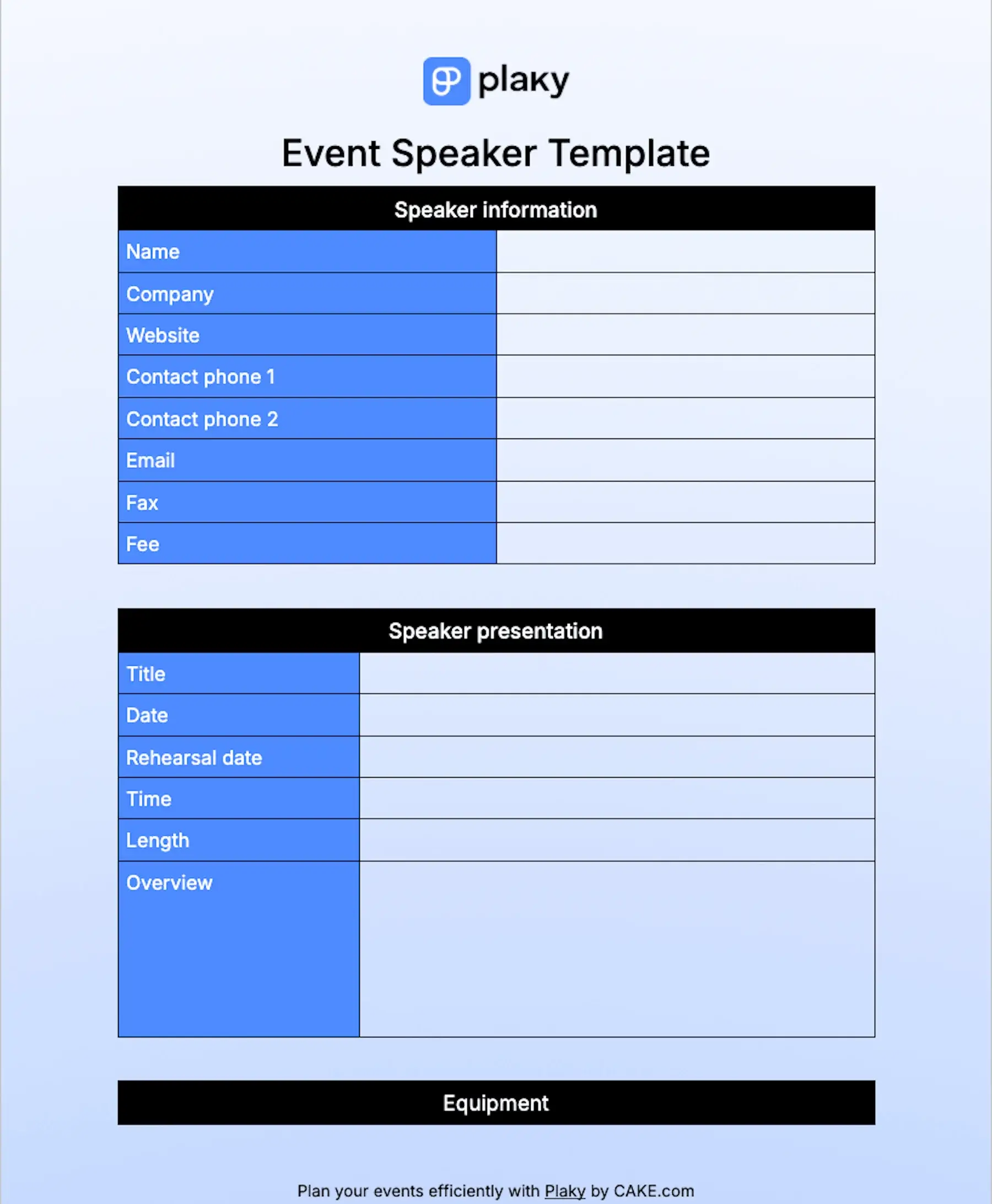 Event speaker template
