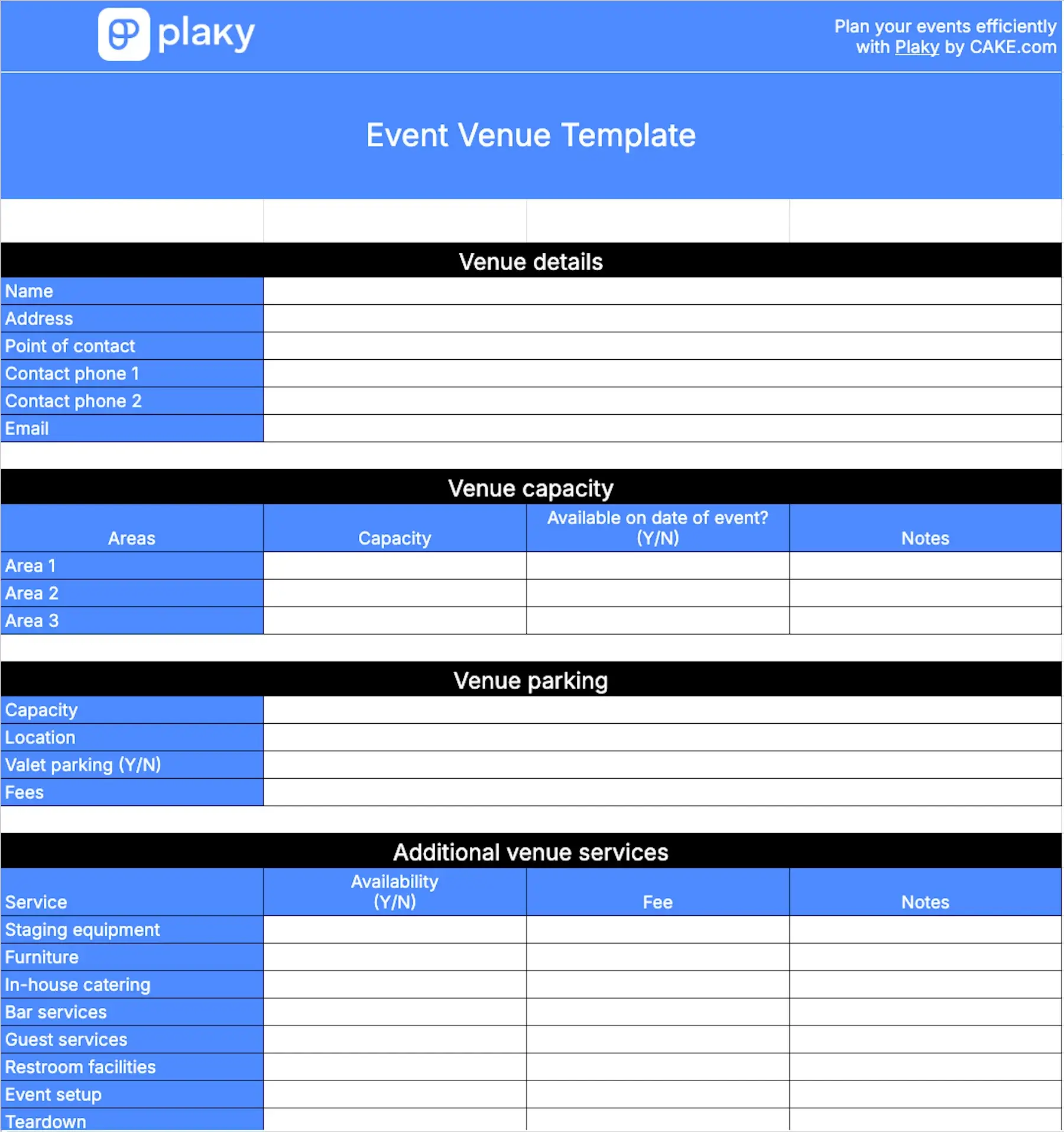 Event venue template