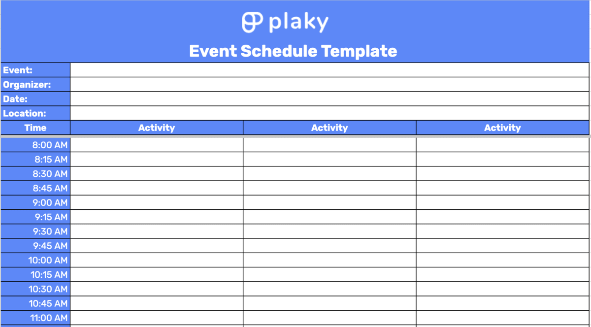 event schedule template