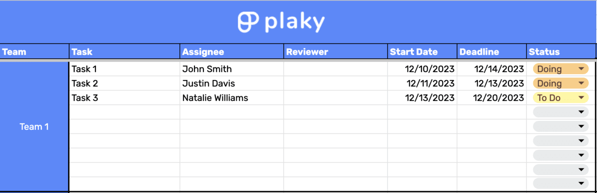 event task tracking template