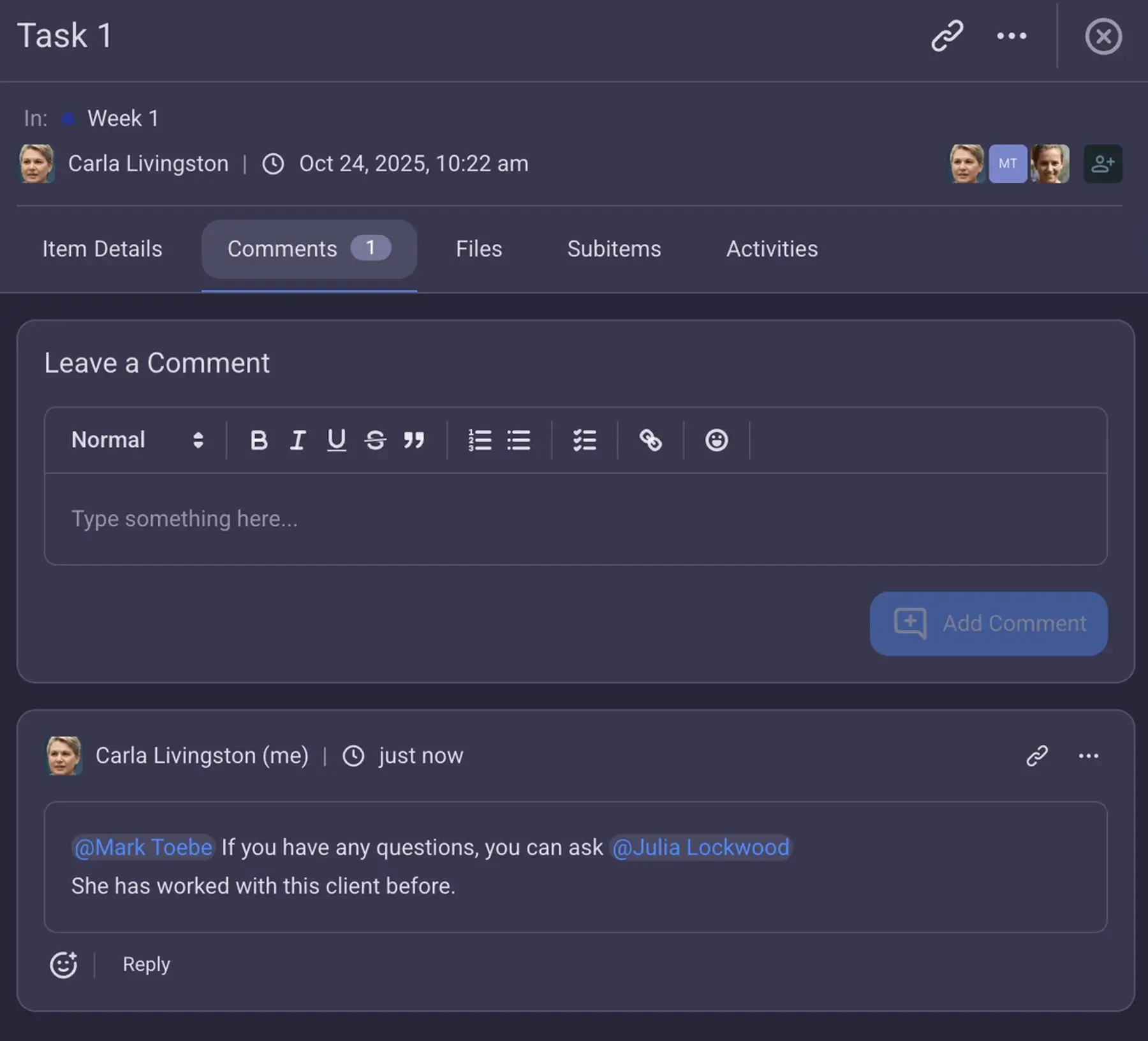 Comments in Plaky