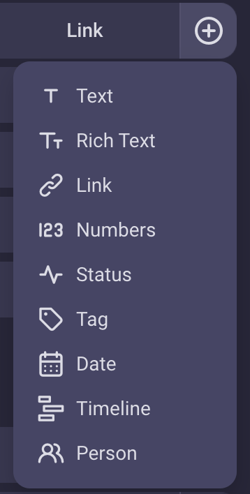 Field types in Plaky