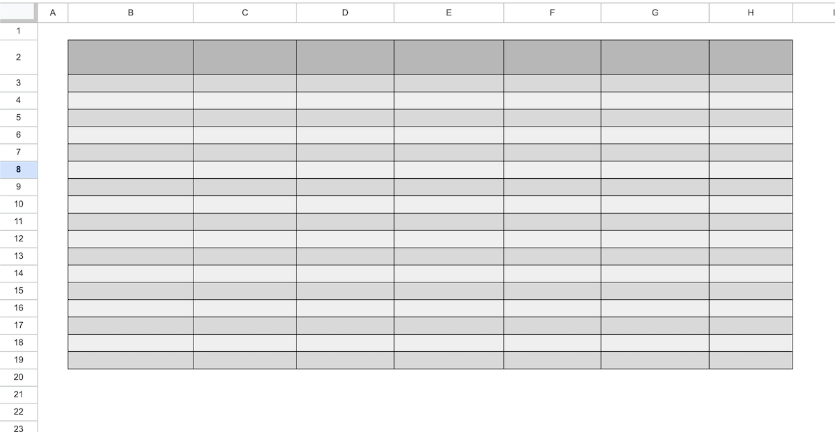 Shade values of an easy-to-read table