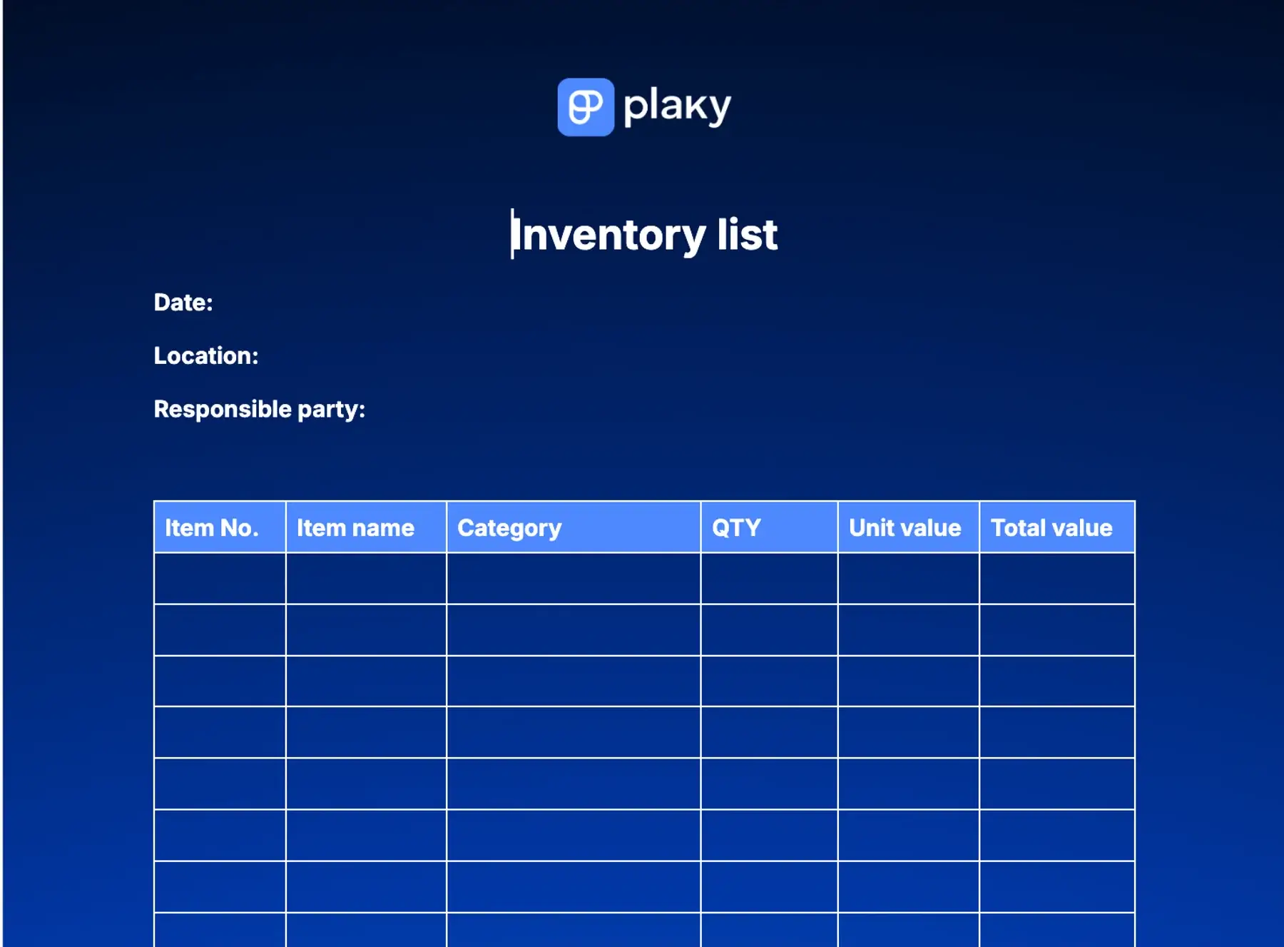 Google Docs and Word inventory list template