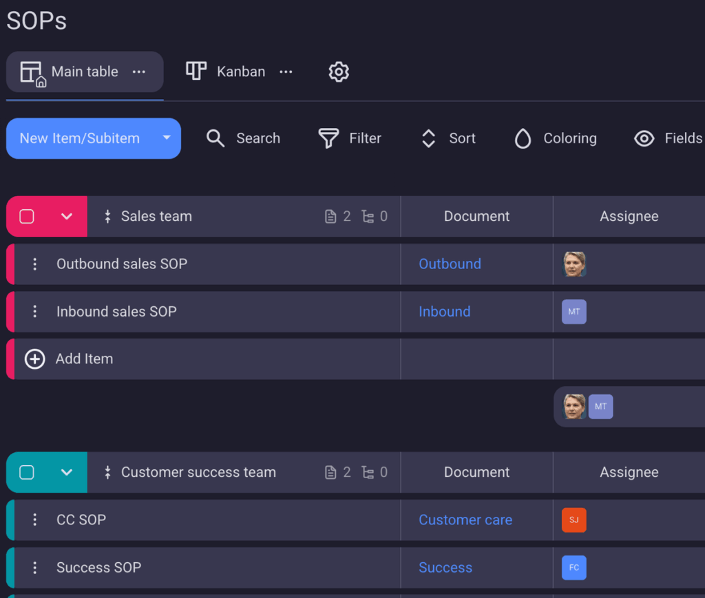 Creating a centralized SOP base in Plaky