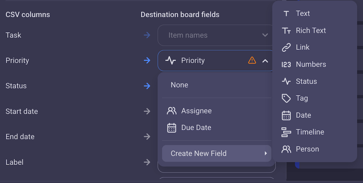 Creating a new field in an existing board in Plaky project management software