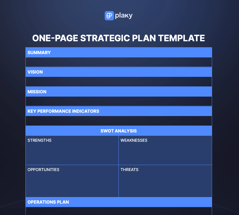 Free One-Page Strategic Plan Template