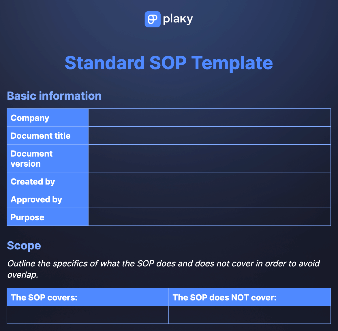 Free standard SOP template