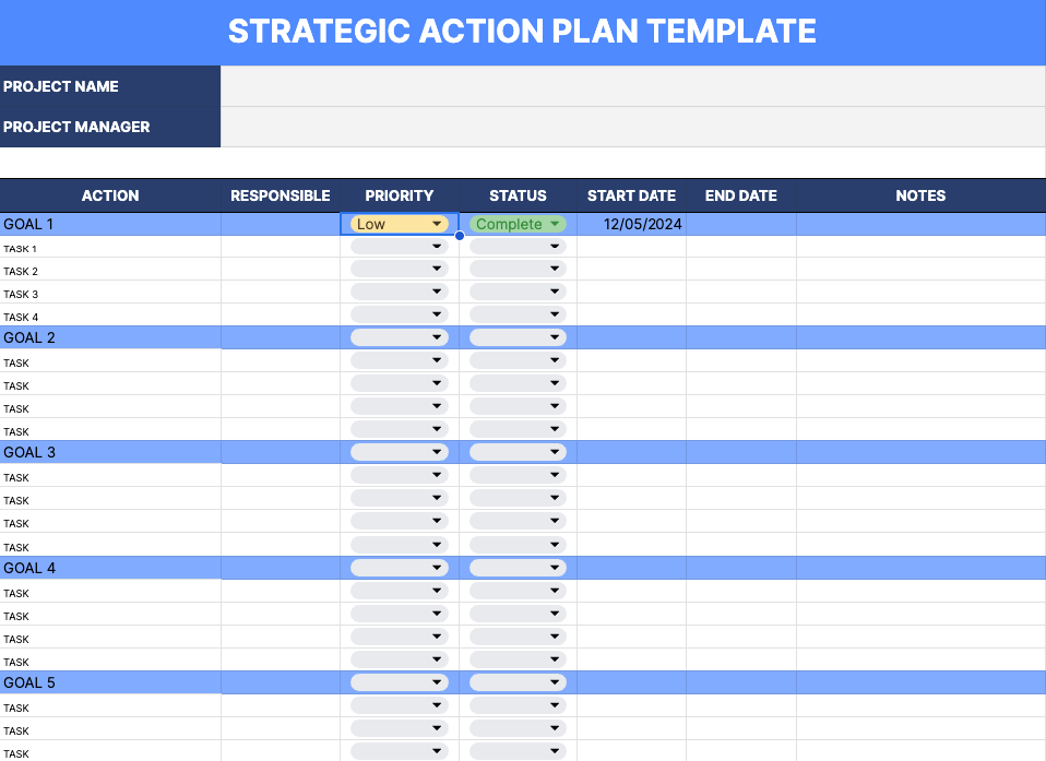 Free Strategic Action Plan Template