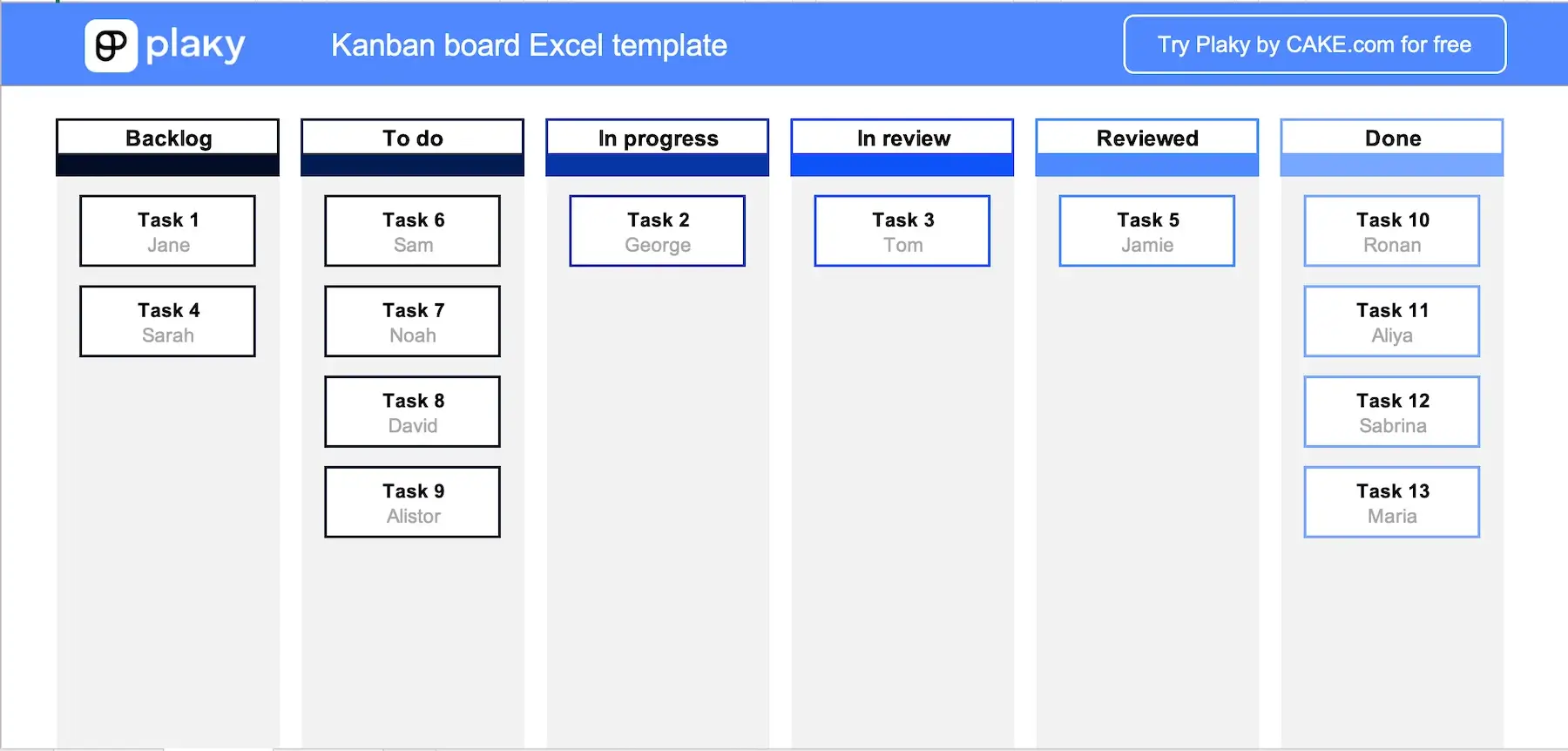 Kanban Excel template