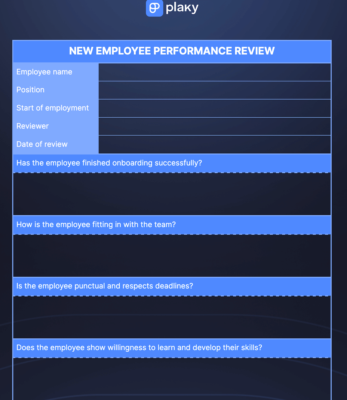 New employee performance review