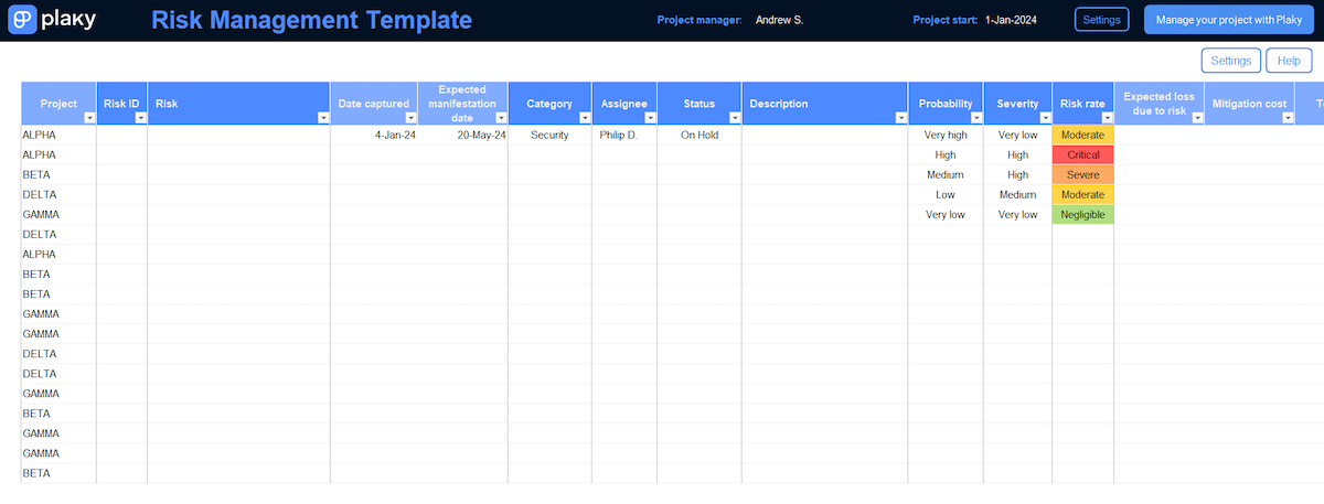 Risk Management Template