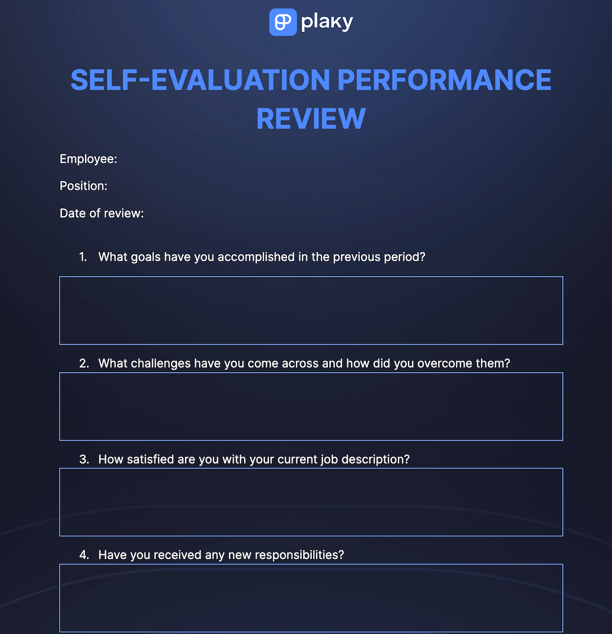 Self evaluation performance review template