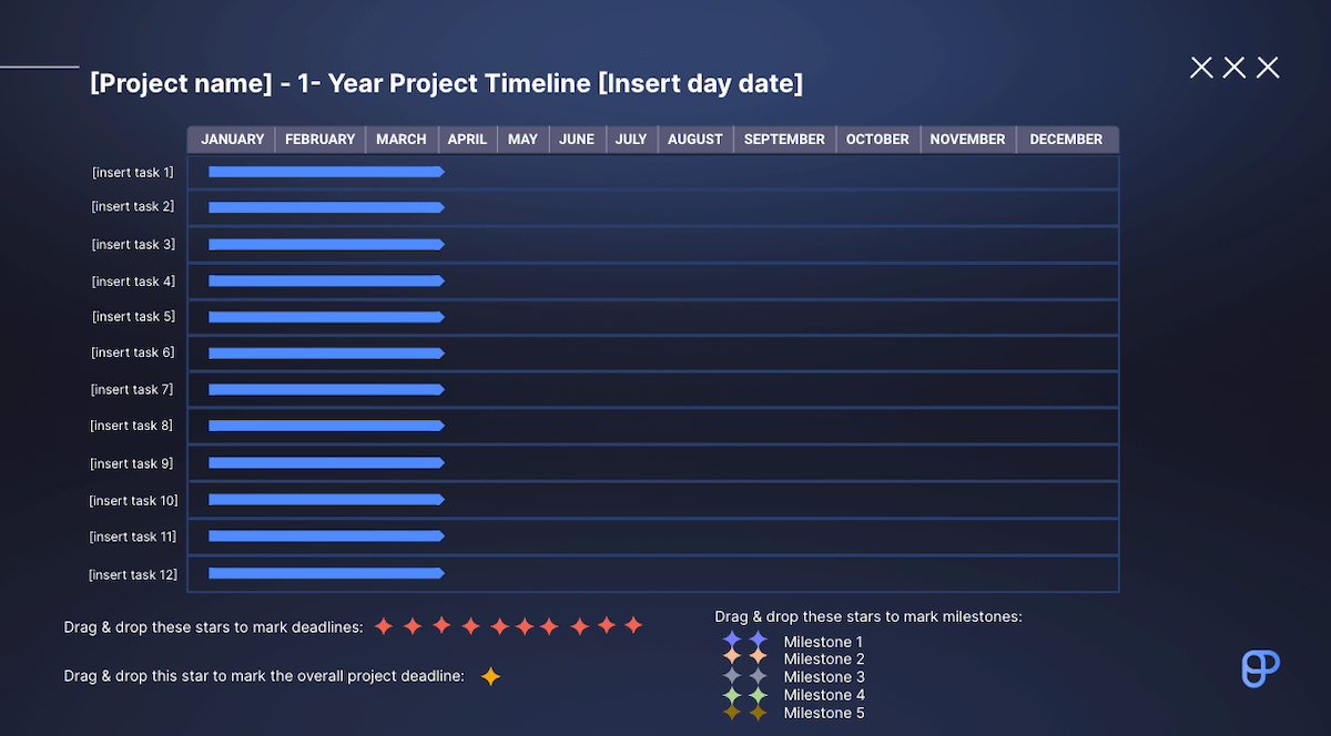 1-Year project timeline template