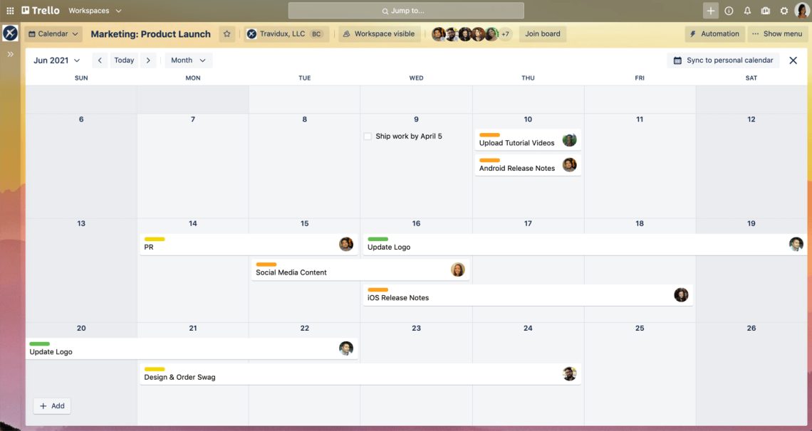 Calendar View in Trello