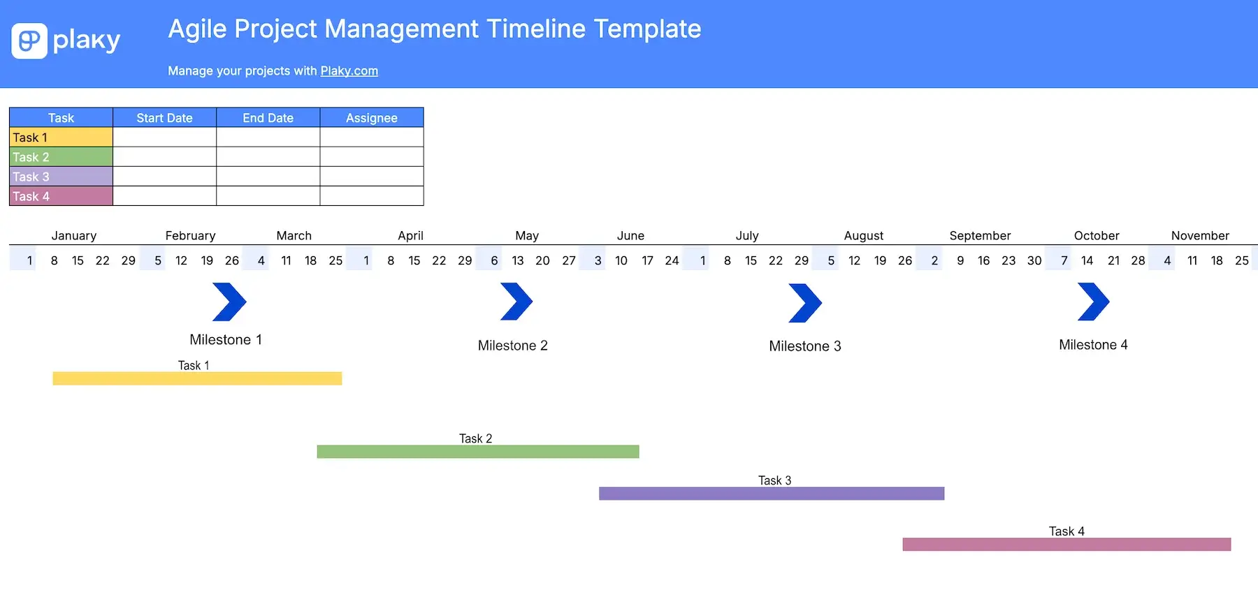 Excel timeline template for Agile teams
