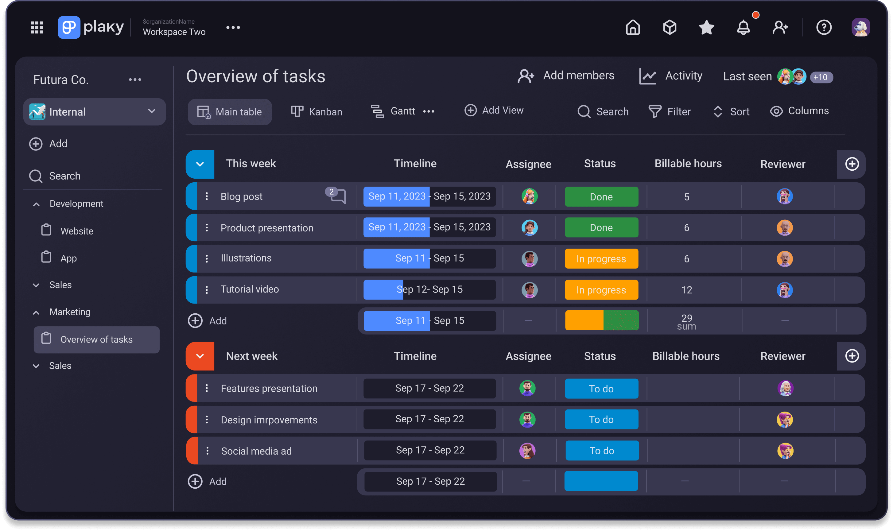 Task management in Plaky