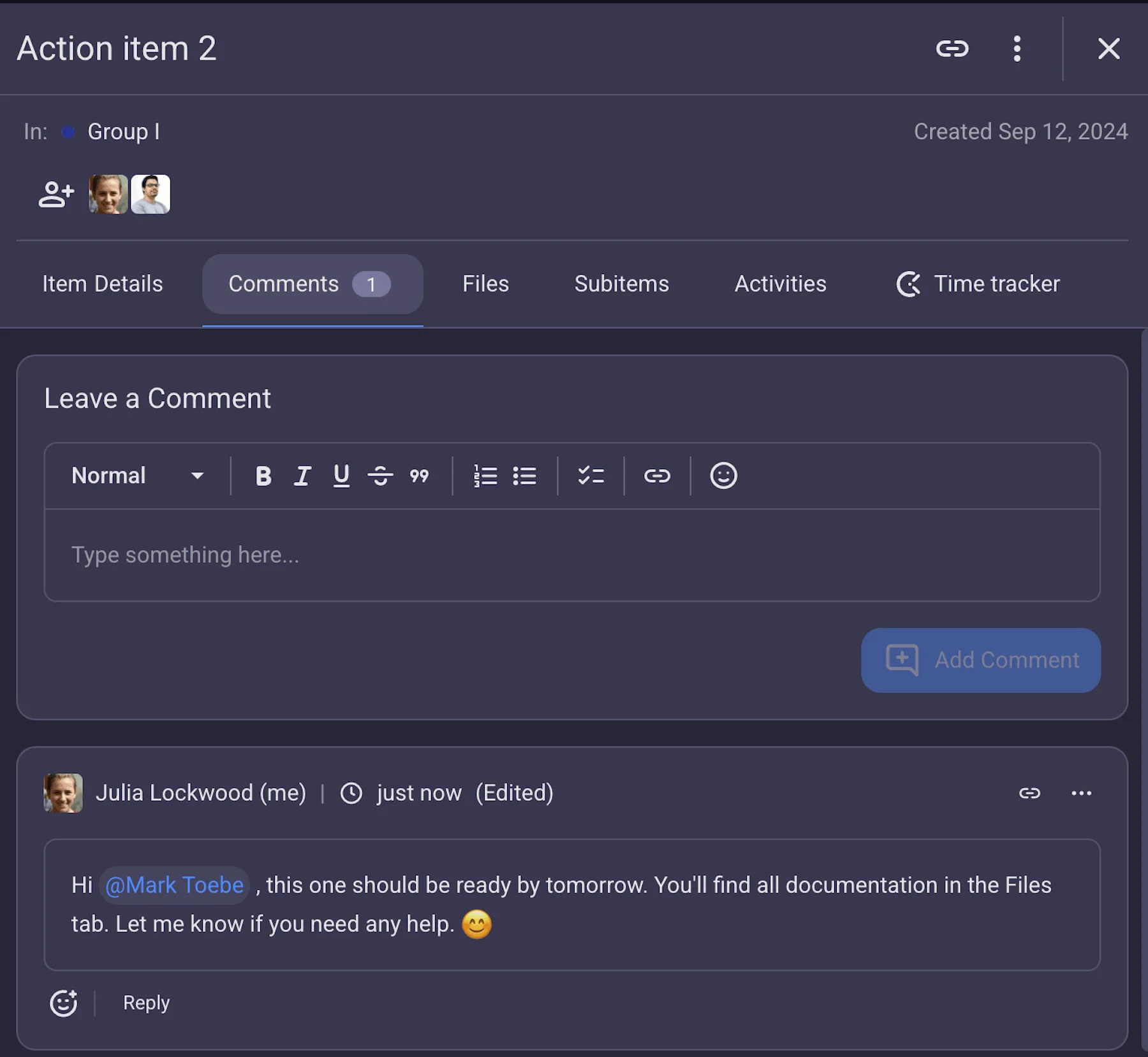 Comments in Plaky