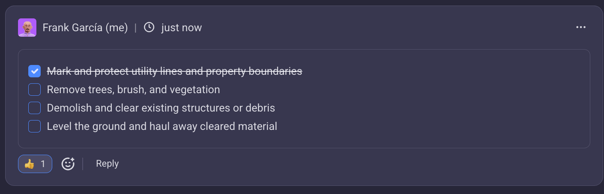 Checklists in Plaky construction project management software