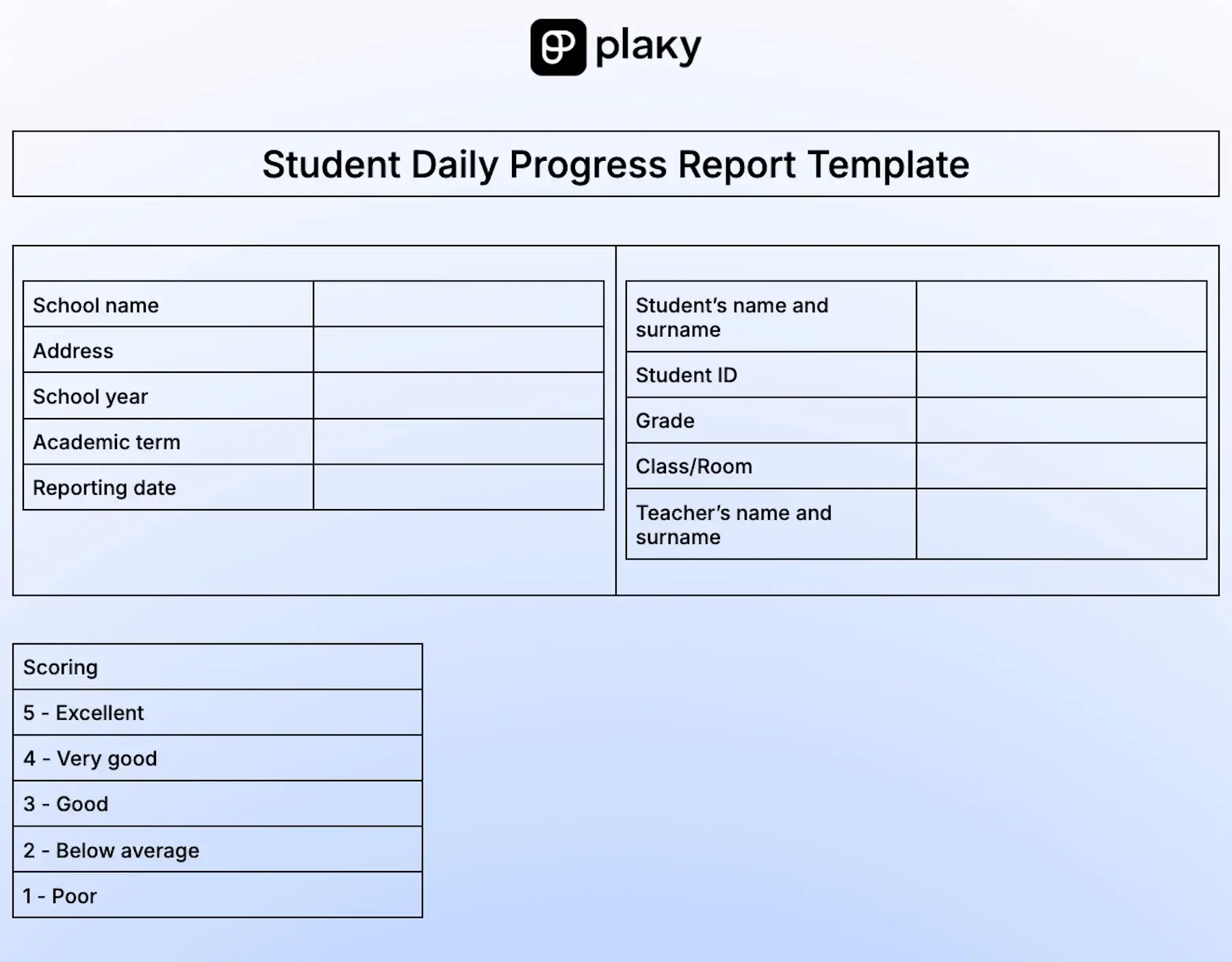 Student daily progress report