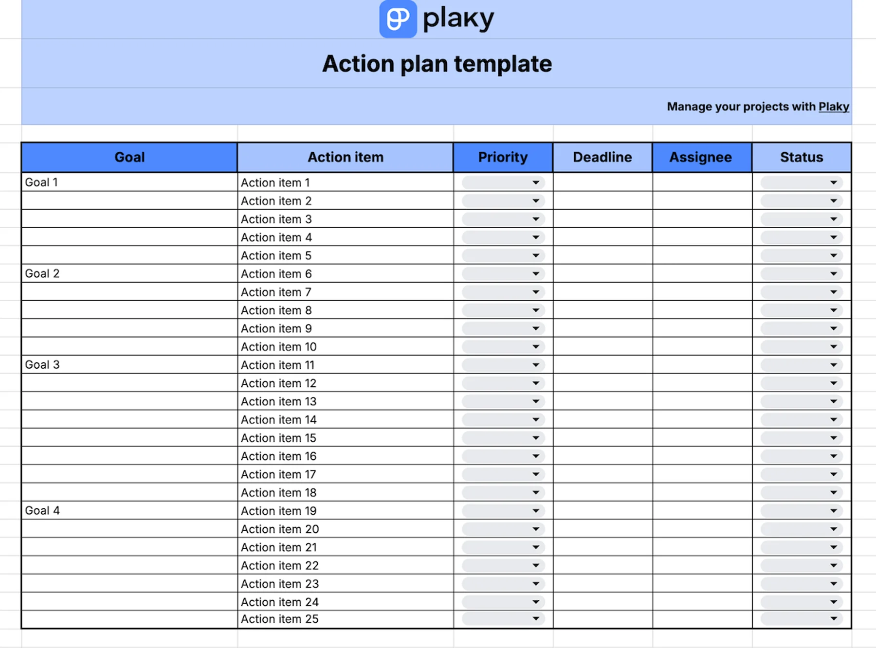 Action plan template