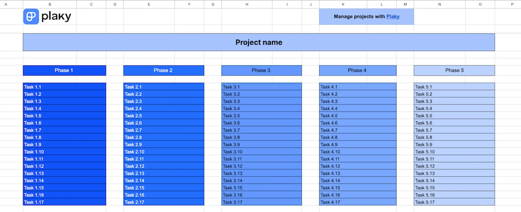 Google Sheets WBS template
