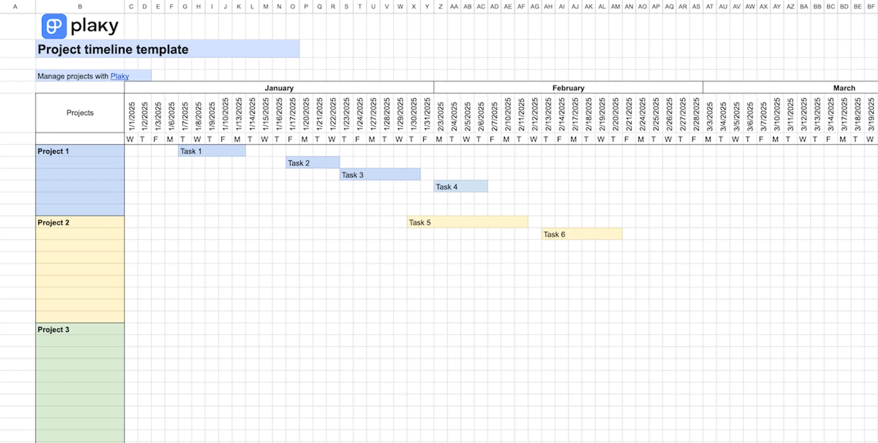 Google Sheets project timeline template