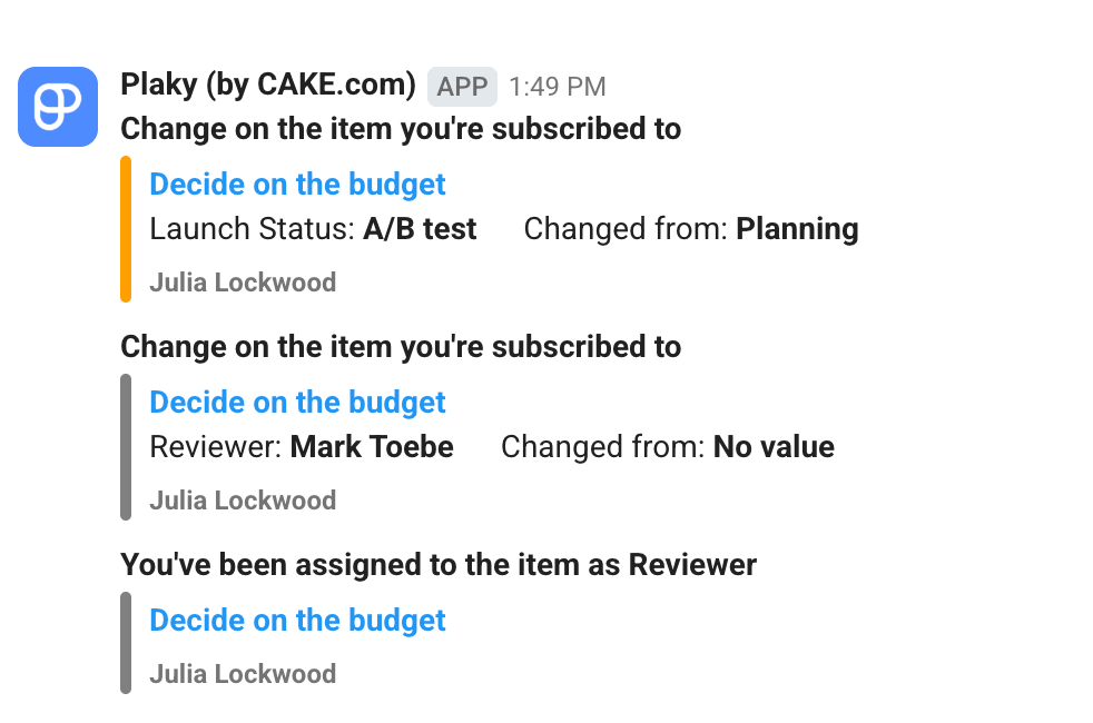 Plaky notifications in Pumble